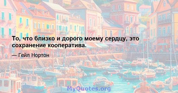 То, что близко и дорого моему сердцу, это сохранение кооператива.