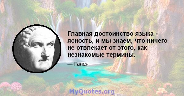 Главная достоинство языка - ясность, и мы знаем, что ничего не отвлекает от этого, как незнакомые термины.