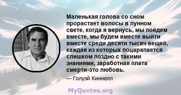 Маленькая голова со сном прорастает волосы в лунном свете, когда я вернусь, мы пойдем вместе, мы будем вместе выйти вместе среди десяти тысяч вещей, каждая из которых поцарапается слишком поздно с такими знаниями,