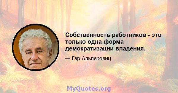 Собственность работников - это только одна форма демократизации владения.