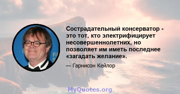 Сострадательный консерватор - это тот, кто электрифицирует несовершеннолетних, но позволяет им иметь последнее «загадать желание».