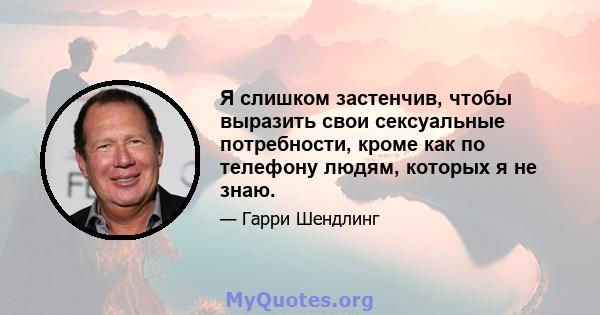 Я слишком застенчив, чтобы выразить свои сексуальные потребности, кроме как по телефону людям, которых я не знаю.