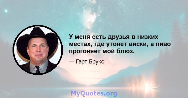 У меня есть друзья в низких местах, где утонет виски, а пиво прогоняет мой блюз.