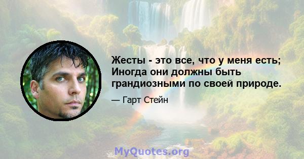 Жесты - это все, что у меня есть; Иногда они должны быть грандиозными по своей природе.