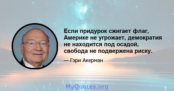 Если придурок сжигает флаг, Америке не угрожает, демократия не находится под осадой, свобода не подвержена риску.