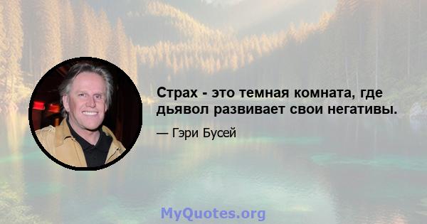 Страх - это темная комната, где дьявол развивает свои негативы.