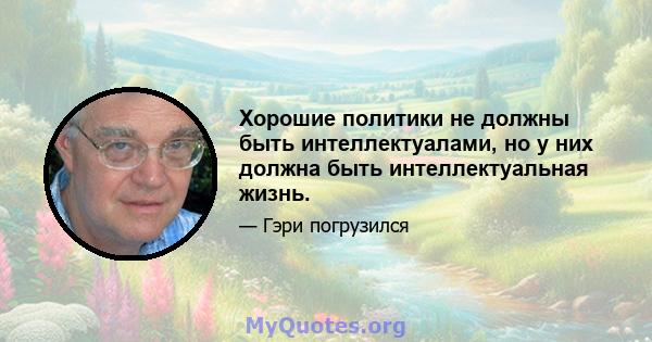 Хорошие политики не должны быть интеллектуалами, но у них должна быть интеллектуальная жизнь.