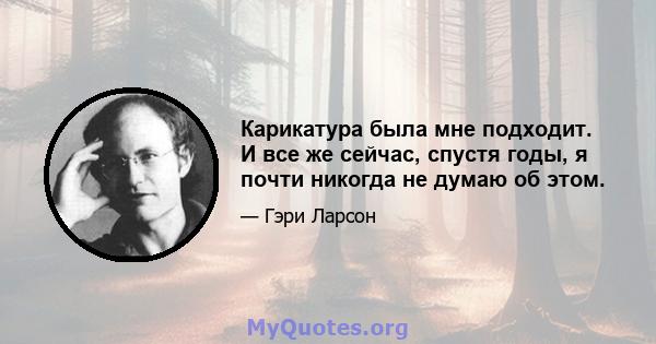 Карикатура была мне подходит. И все же сейчас, спустя годы, я почти никогда не думаю об этом.