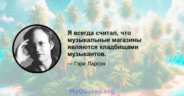 Я всегда считал, что музыкальные магазины являются кладбищами музыкантов.