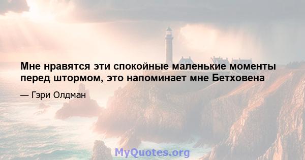 Мне нравятся эти спокойные маленькие моменты перед штормом, это напоминает мне Бетховена