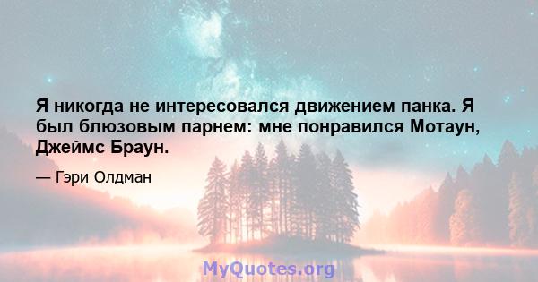 Я никогда не интересовался движением панка. Я был блюзовым парнем: мне понравился Мотаун, Джеймс Браун.