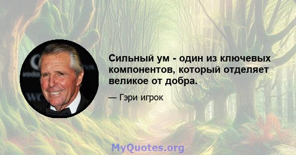 Сильный ум - один из ключевых компонентов, который отделяет великое от добра.