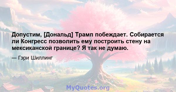 Допустим, [Дональд] Трамп побеждает. Собирается ли Конгресс позволить ему построить стену на мексиканской границе? Я так не думаю.