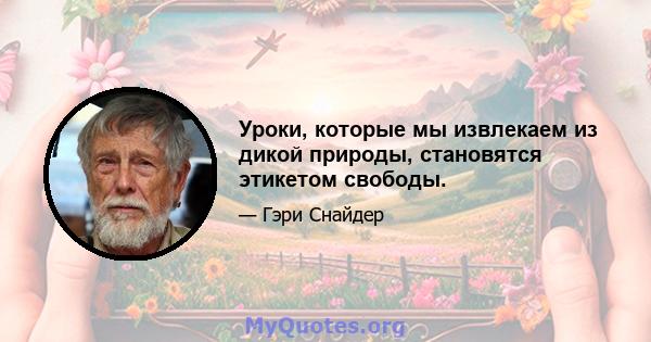 Уроки, которые мы извлекаем из дикой природы, становятся этикетом свободы.