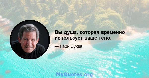 Вы душа, которая временно использует ваше тело.