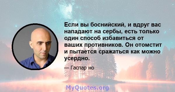 Если вы боснийский, и вдруг вас нападают на сербы, есть только один способ избавиться от ваших противников. Он отомстит и пытается сражаться как можно усердно.