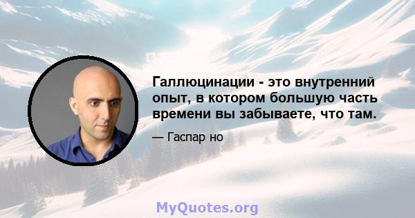 Галлюцинации - это внутренний опыт, в котором большую часть времени вы забываете, что там.