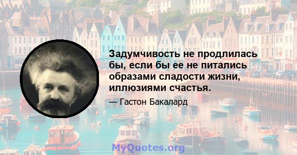 Задумчивость не продлилась бы, если бы ее не питались образами сладости жизни, иллюзиями счастья.