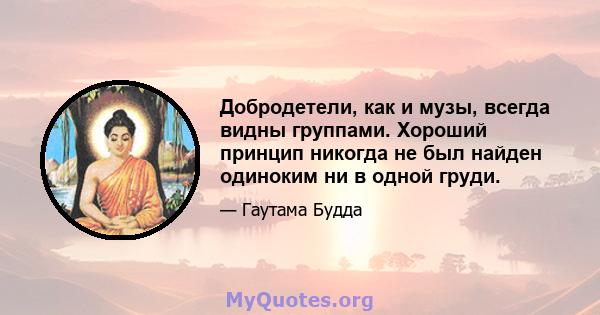 Добродетели, как и музы, всегда видны группами. Хороший принцип никогда не был найден одиноким ни в одной груди.