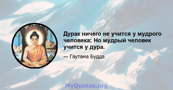 Дурак ничего не учится у мудрого человека; Но мудрый человек учится у дура.