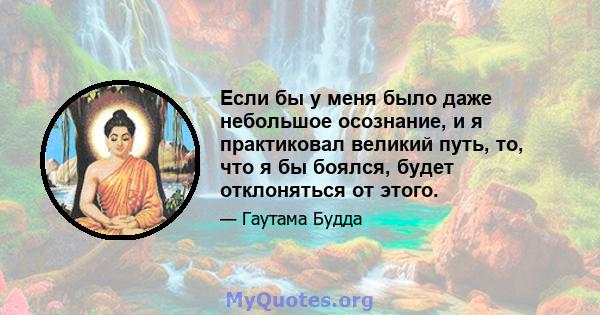 Если бы у меня было даже небольшое осознание, и я практиковал великий путь, то, что я бы боялся, будет отклоняться от этого.