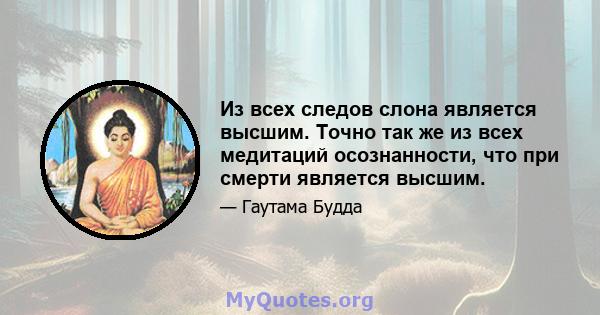 Из всех следов слона является высшим. Точно так же из всех медитаций осознанности, что при смерти является высшим.