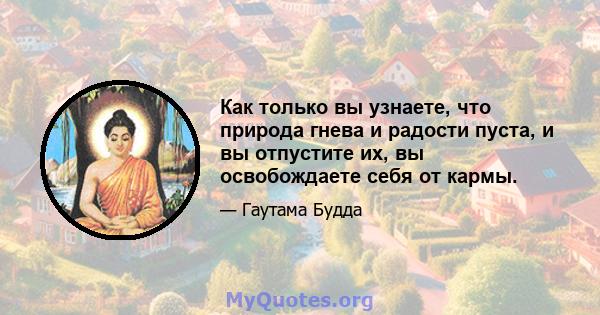 Как только вы узнаете, что природа гнева и радости пуста, и вы отпустите их, вы освобождаете себя от кармы.