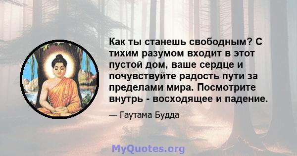 Как ты станешь свободным? С тихим разумом входит в этот пустой дом, ваше сердце и почувствуйте радость пути за пределами мира. Посмотрите внутрь - восходящее и падение.