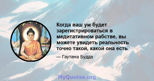 Когда ваш ум будет зарегистрироваться в медитативном рабстве, вы можете увидеть реальность точно такой, какой она есть