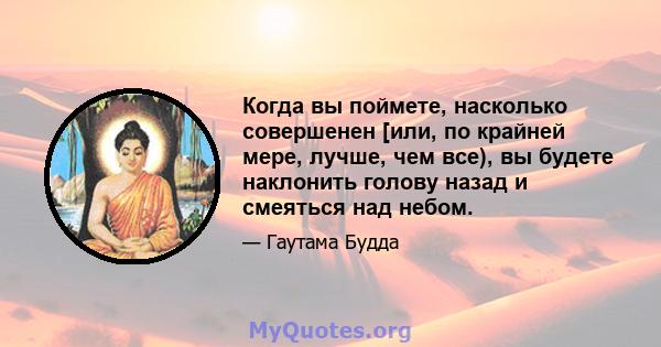 Когда вы поймете, насколько совершенен [или, по крайней мере, лучше, чем все), вы будете наклонить голову назад и смеяться над небом.