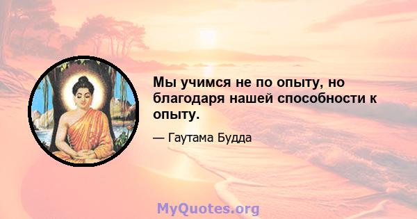 Мы учимся не по опыту, но благодаря нашей способности к опыту.