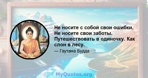 Не носите с собой свои ошибки. Не носите свои заботы. Путешествовать в одиночку. Как слон в лесу.