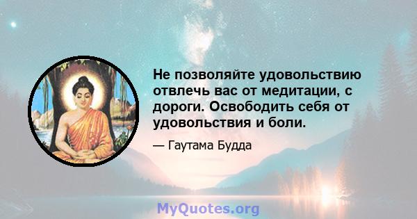 Не позволяйте удовольствию отвлечь вас от медитации, с дороги. Освободить себя от удовольствия и боли.