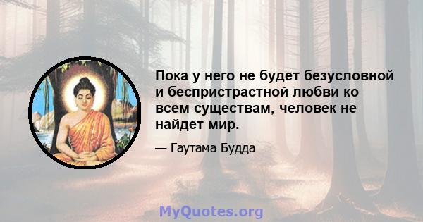 Пока у него не будет безусловной и беспристрастной любви ко всем существам, человек не найдет мир.