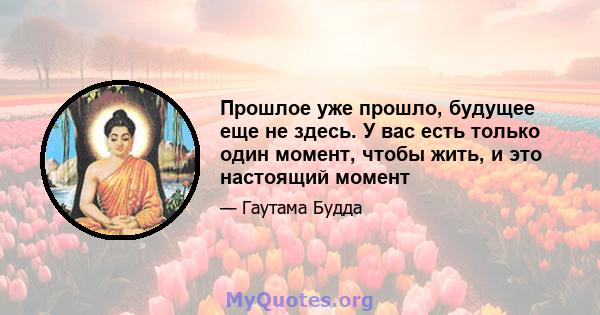 Прошлое уже прошло, будущее еще не здесь. У вас есть только один момент, чтобы жить, и это настоящий момент