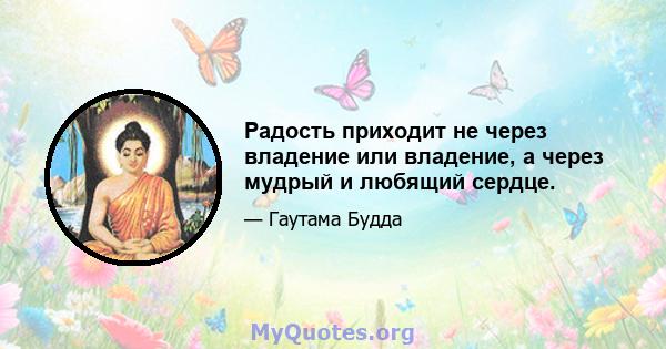 Радость приходит не через владение или владение, а через мудрый и любящий сердце.