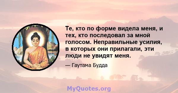 Те, кто по форме видела меня, и тех, кто последовал за мной голосом. Неправильные усилия, в которых они прилагали, эти люди не увидят меня.