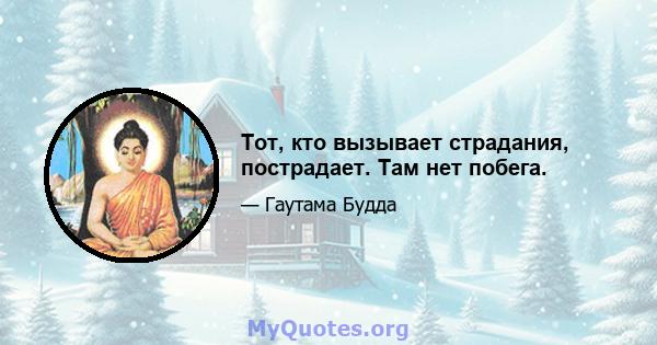 Тот, кто вызывает страдания, пострадает. Там нет побега.