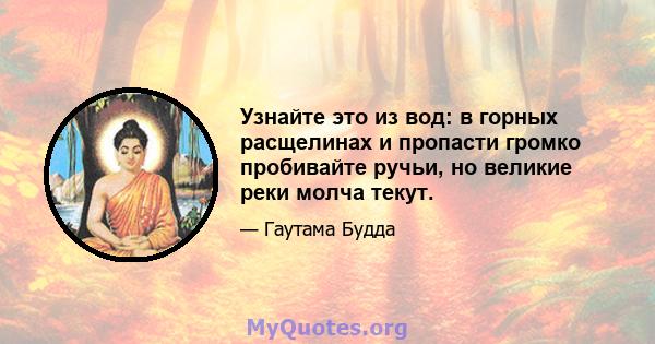 Узнайте это из вод: в горных расщелинах и пропасти громко пробивайте ручьи, но великие реки молча текут.