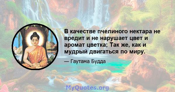 В качестве пчелиного нектара не вредит и не нарушает цвет и аромат цветка; Так же, как и мудрый двигаться по миру.