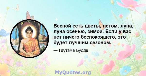 Весной есть цветы, летом, луна, луна осенью, зимой. Если у вас нет ничего беспокоящего, это будет лучшим сезоном.