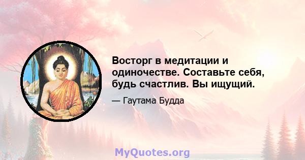 Восторг в медитации и одиночестве. Составьте себя, будь счастлив. Вы ищущий.