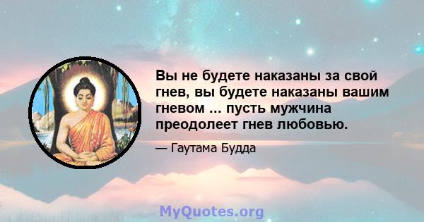 Вы не будете наказаны за свой гнев, вы будете наказаны вашим гневом ... пусть мужчина преодолеет гнев любовью.