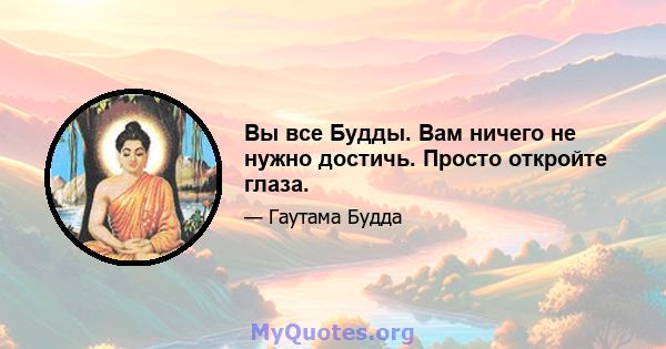 Вы все Будды. Вам ничего не нужно достичь. Просто откройте глаза.