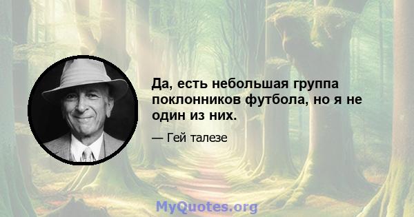 Да, есть небольшая группа поклонников футбола, но я не один из них.