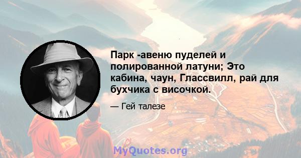 Парк -авеню пуделей и полированной латуни; Это кабина, чаун, Глассвилл, рай для бухчика с височкой.