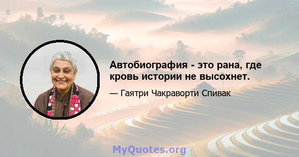 Автобиография - это рана, где кровь истории не высохнет.