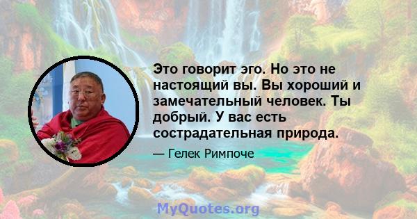 Это говорит эго. Но это не настоящий вы. Вы хороший и замечательный человек. Ты добрый. У вас есть сострадательная природа.