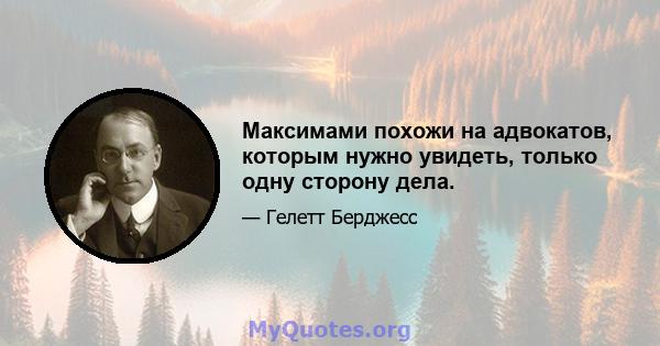 Максимами похожи на адвокатов, которым нужно увидеть, только одну сторону дела.