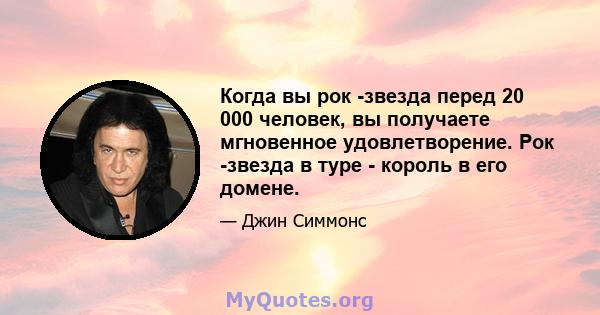 Когда вы рок -звезда перед 20 000 человек, вы получаете мгновенное удовлетворение. Рок -звезда в туре - король в его домене.